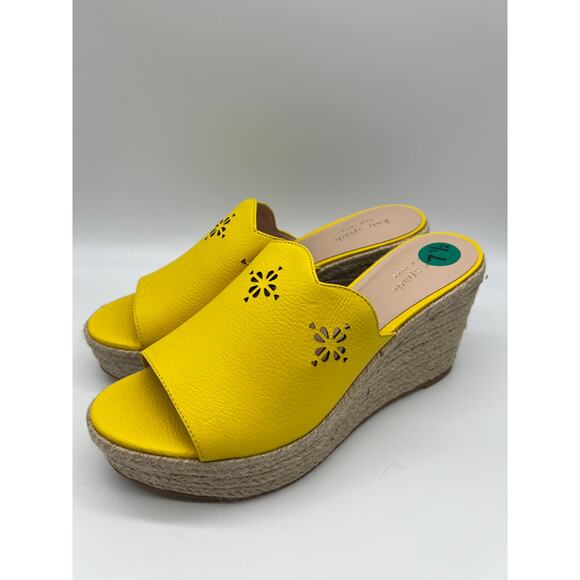 Kate Spade Tenley Espadrille Wedge Mule Sandal Yellow Leather S8311001 Size 7.5. - Picture 7 of 12